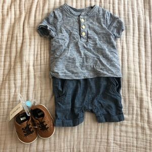 Baby Gap denim one piece, Tee shirt and shorts